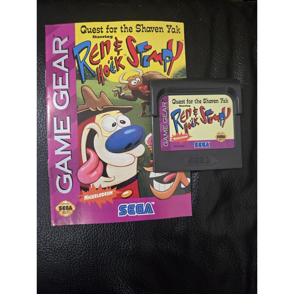 1994 Quest for the Shaven Yak Ren & Stimpy Sega Game Gear Cartridge Incl Manual